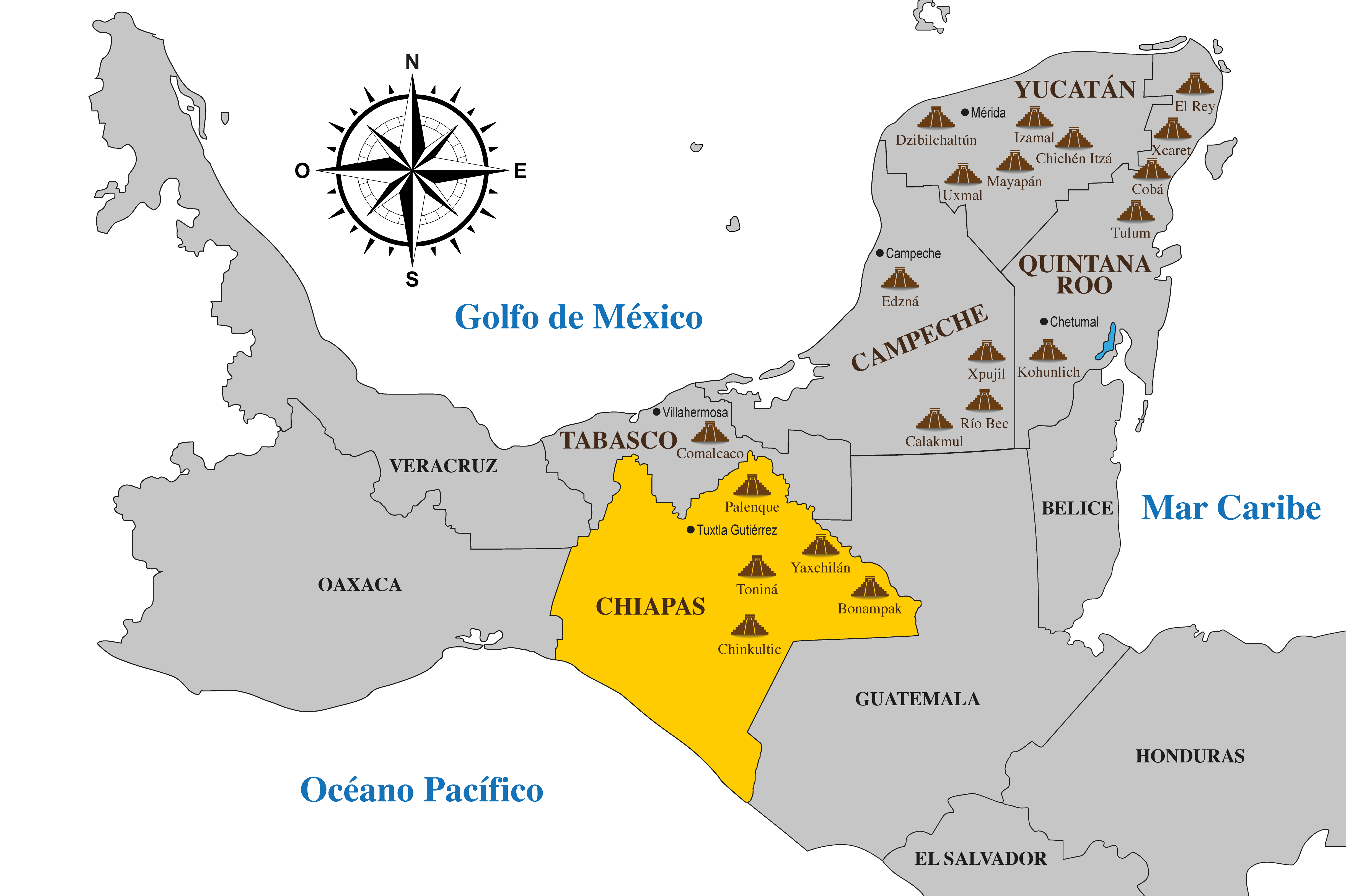 Mapa Región Maya Chiapas