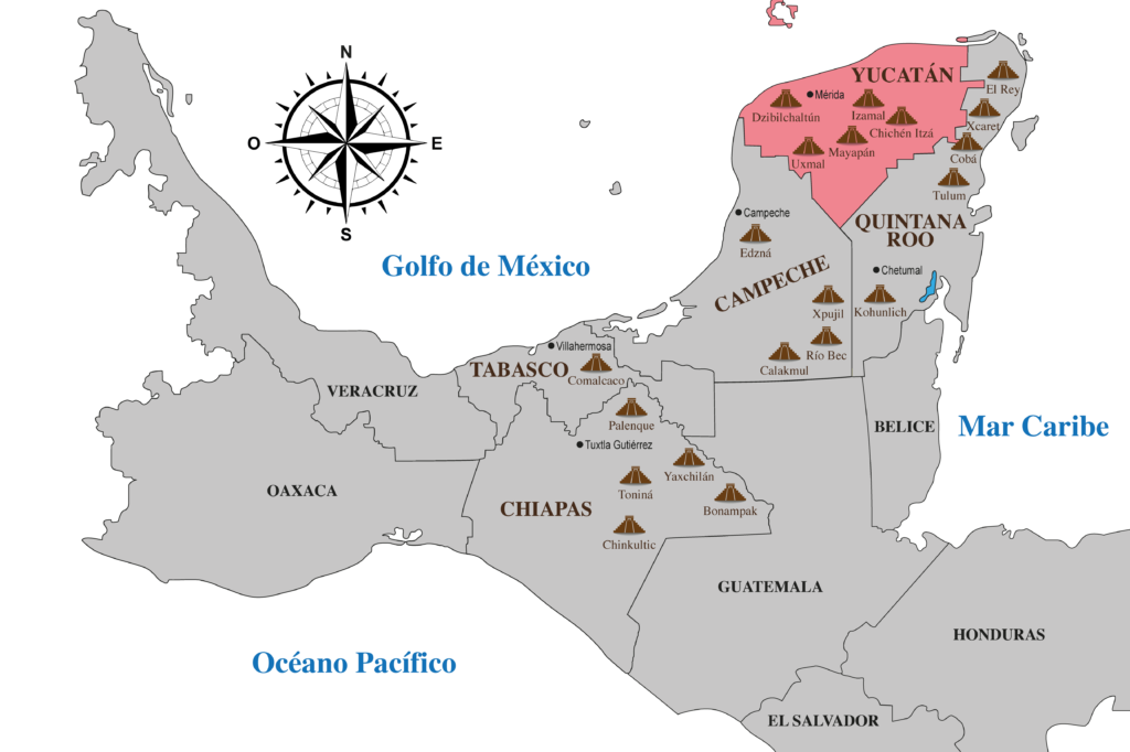 Mapa Region Maya Yucatan